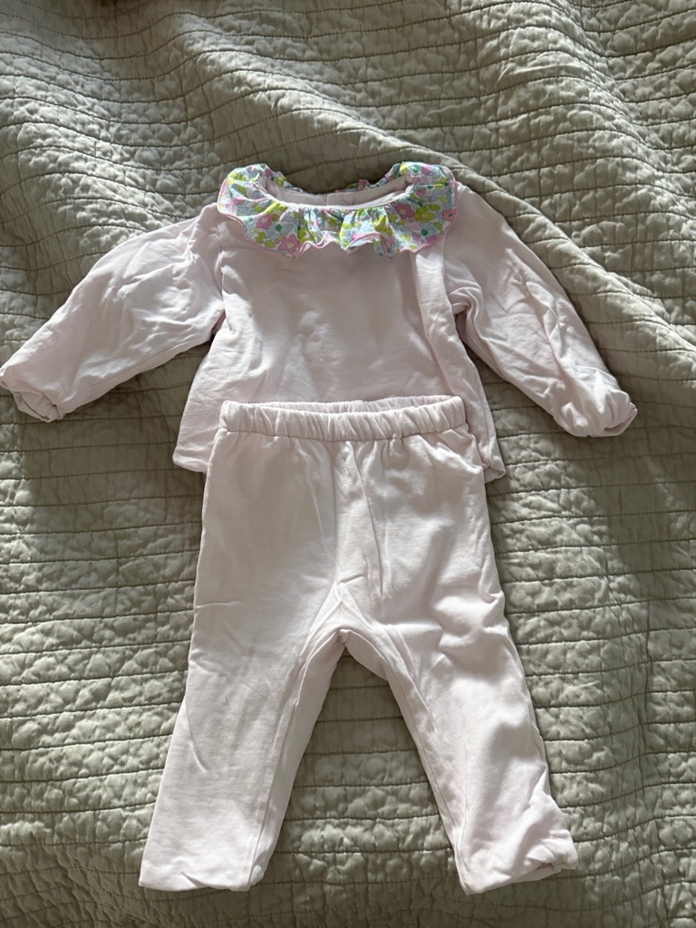 Jacadi Light Pink Floral-Ruffle Matching Set